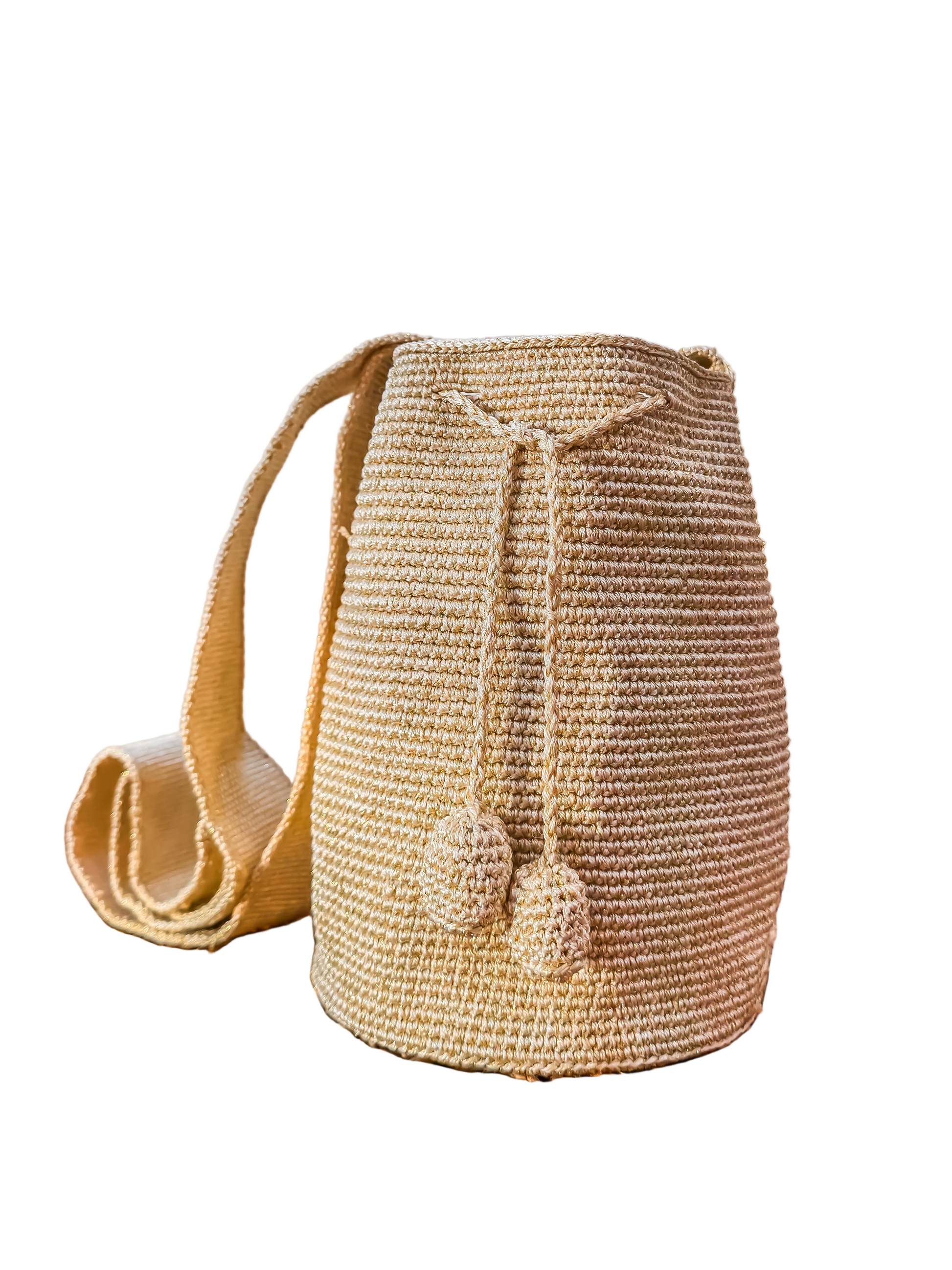 Mochila en Hilo de Seda Wayúu Marfil Mediana