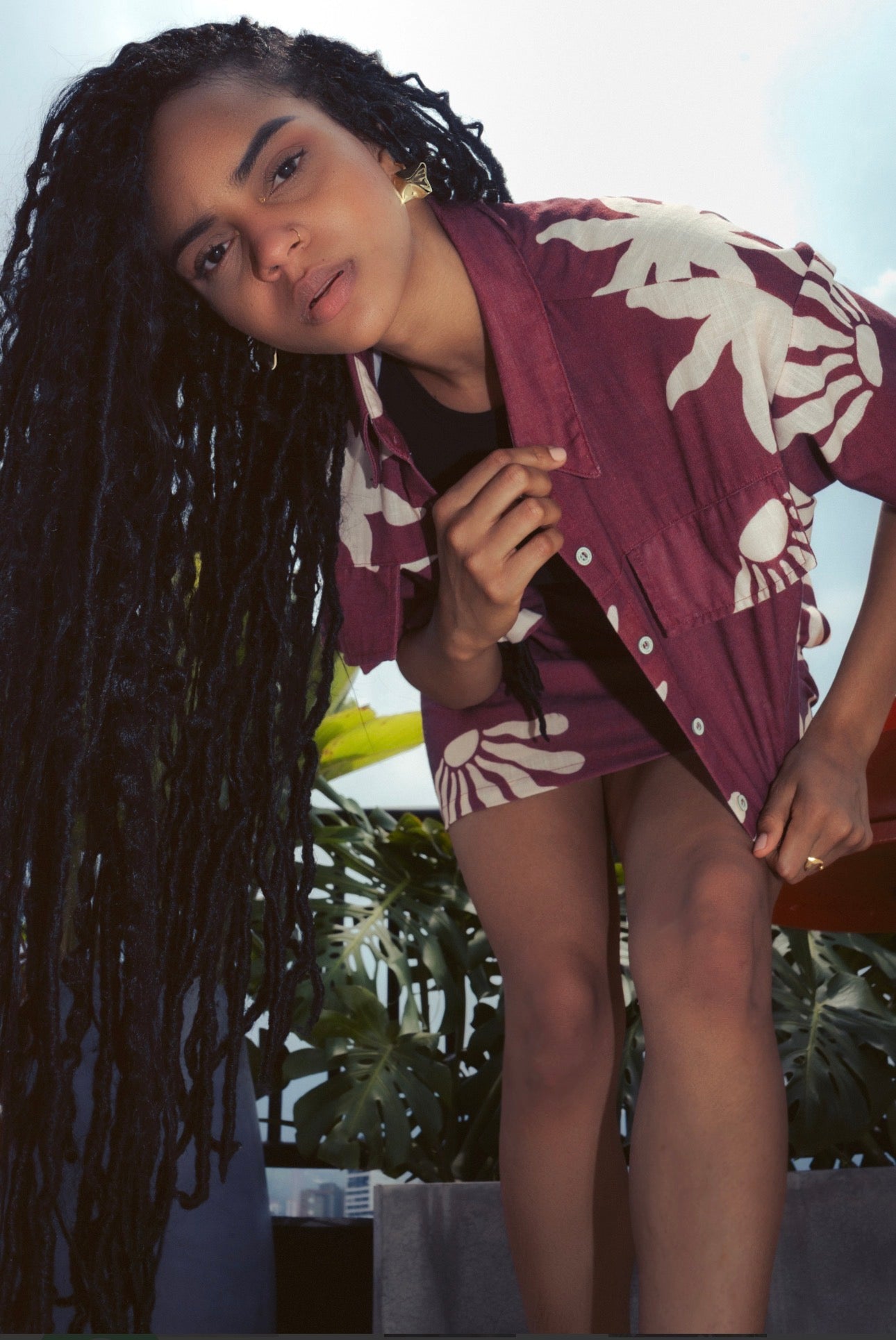 Camisa Corta Renacer Rojo Vino