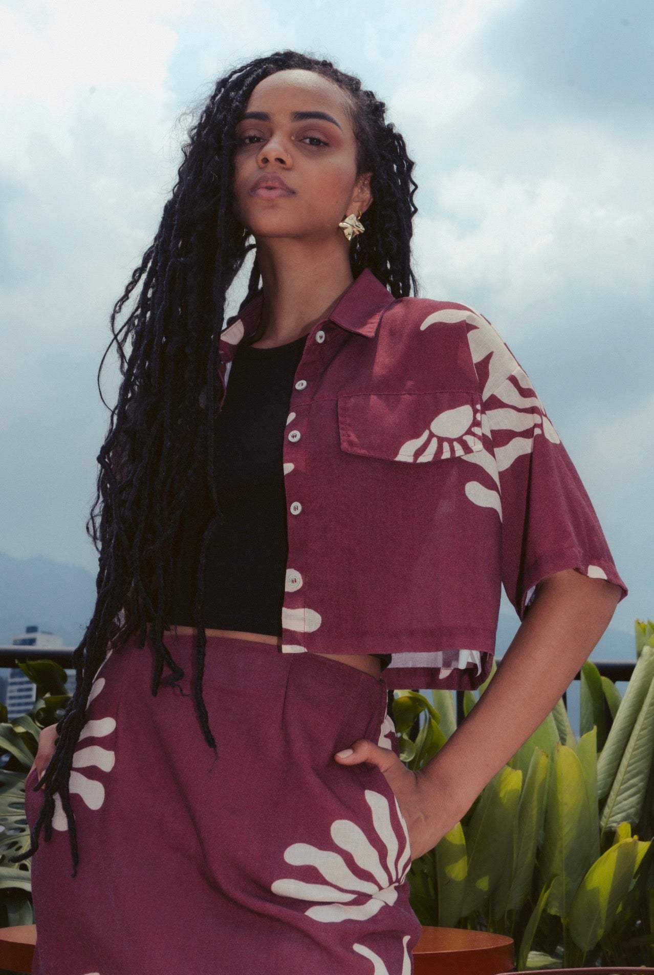 Camisa Corta Renacer Rojo Vino