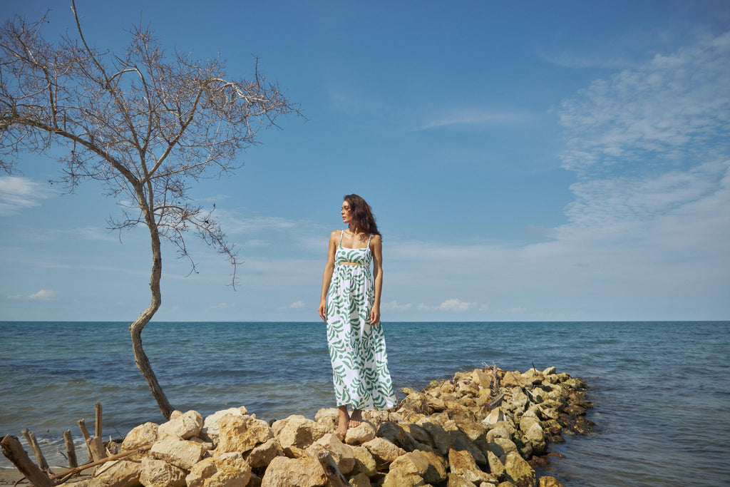 Vestido Estampado Verde Rosario