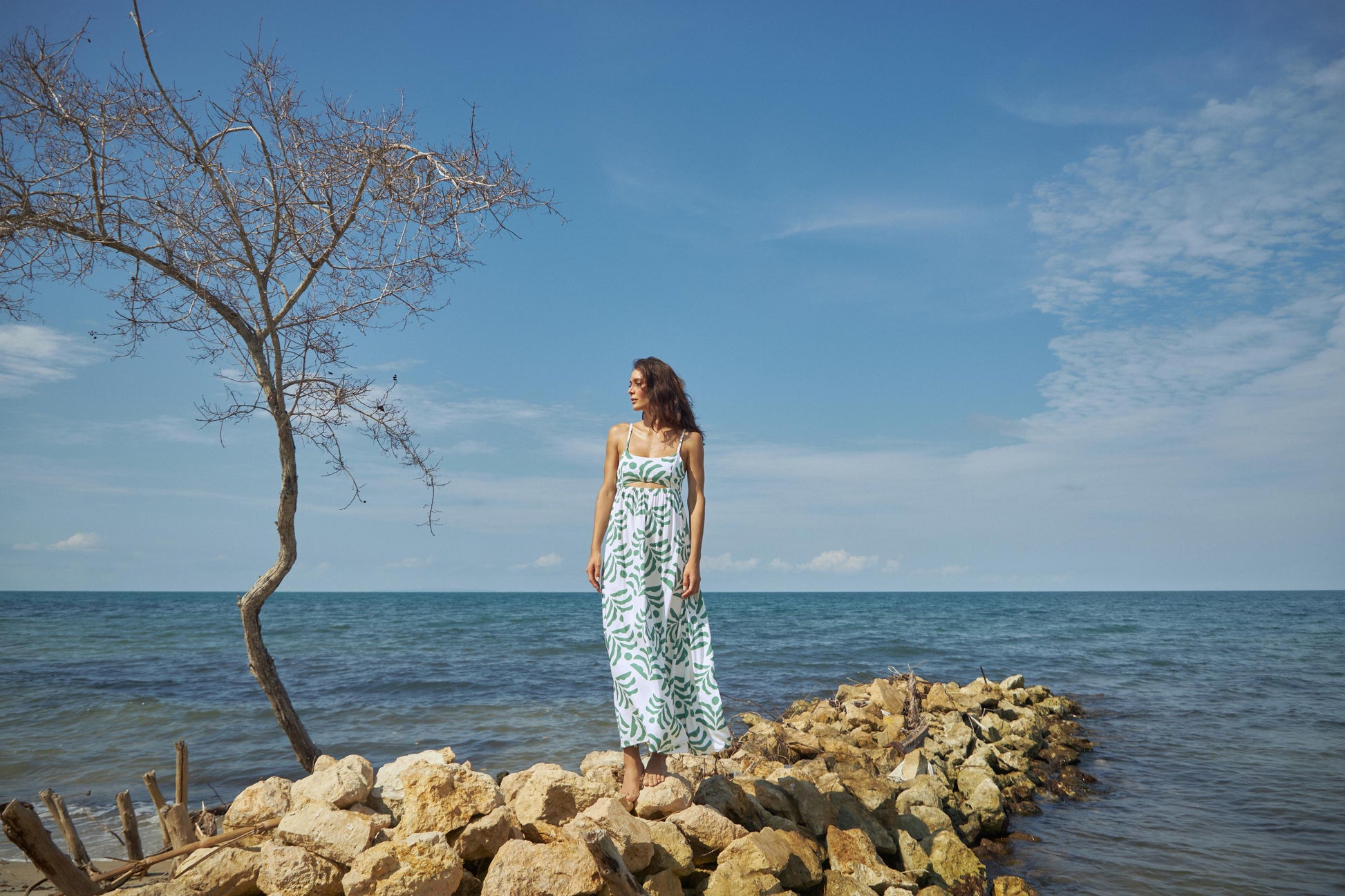 Vestido Estampado Verde Rosario