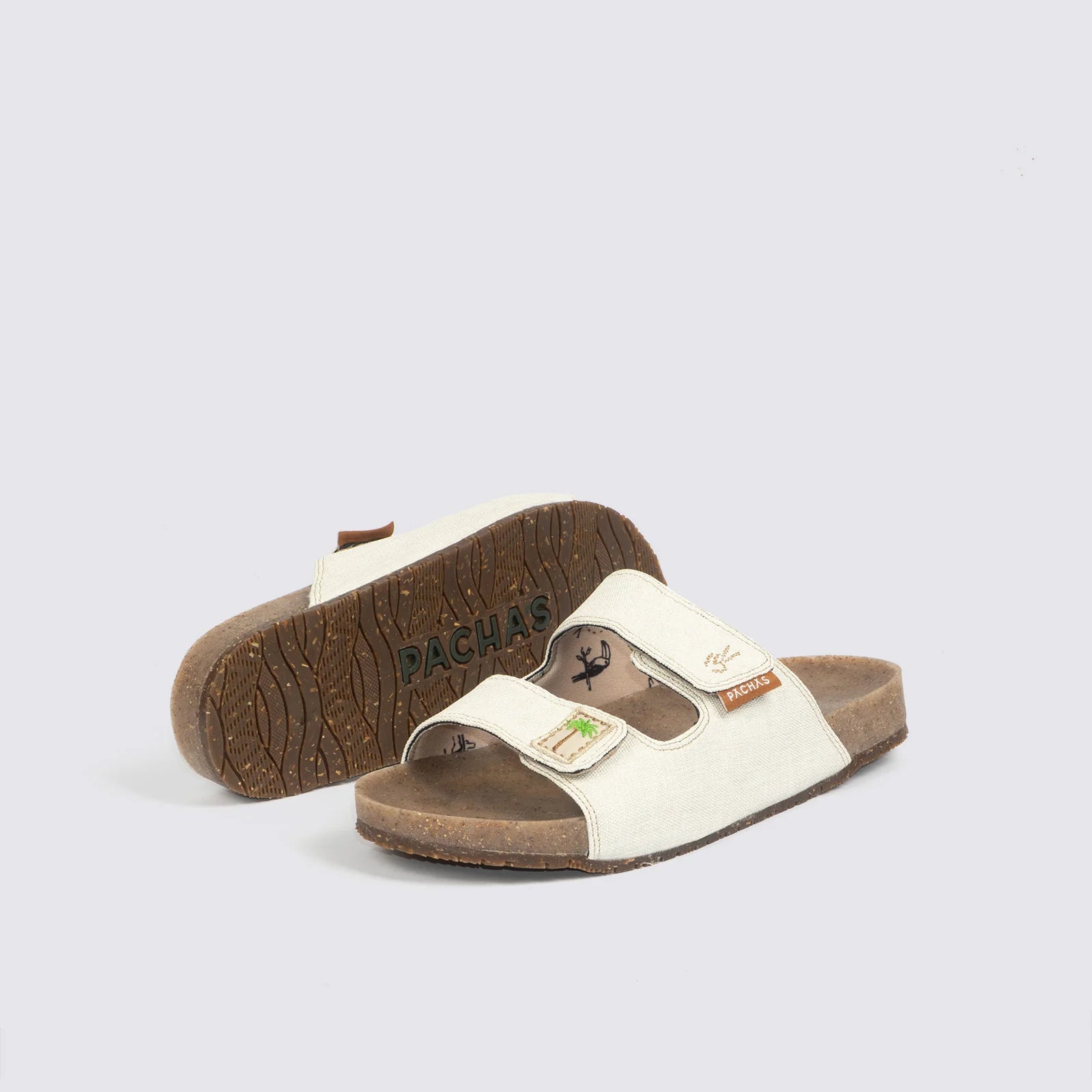Sandalias  Pachas dos correas "Bitacora" Blanca