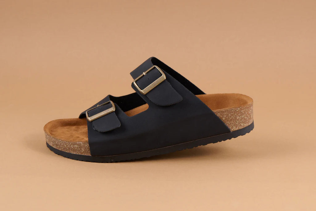 Sandalias Eco-Cuero Negra Suela Premium