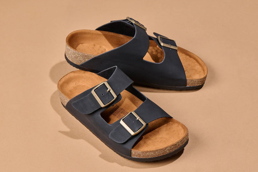 Sandalias Eco-Cuero Negra Suela Premium