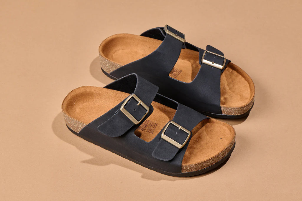 Sandalias Eco-Cuero Negra Suela Premium