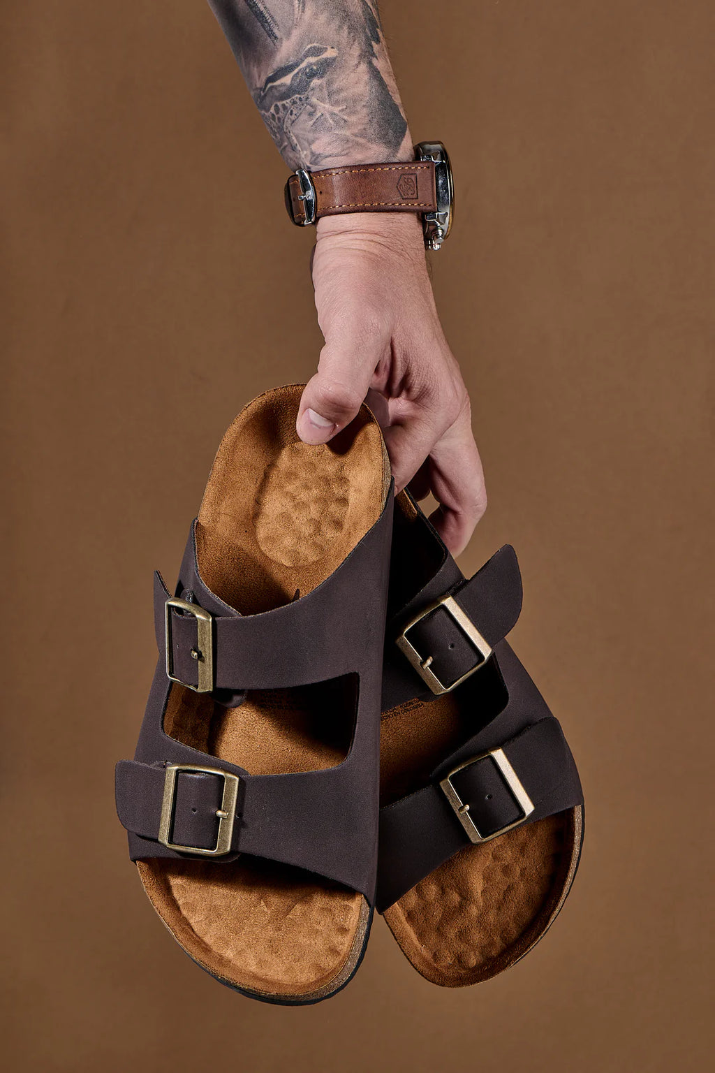 Sandalias Eco-Cuero Cafe Suela Premium